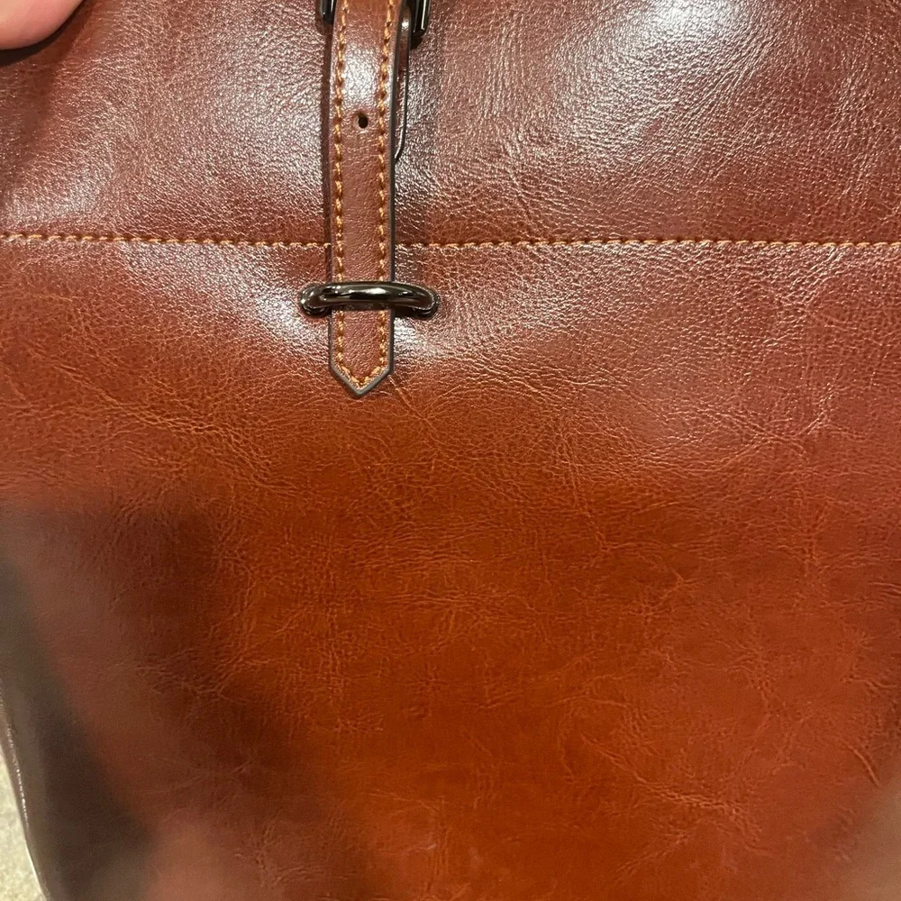 Genuine Leather Tote Bag in Brown - Women’s Everyday Shoulder Bag